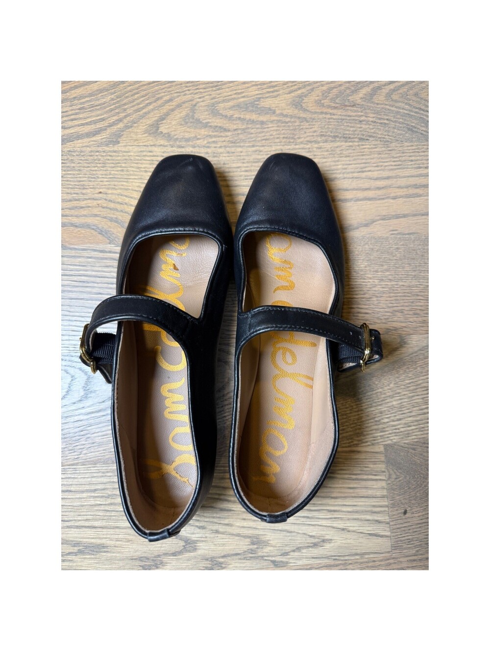Sam Edelman Michaela Mary Jane Black Leather Square Toe Flats Womens 7